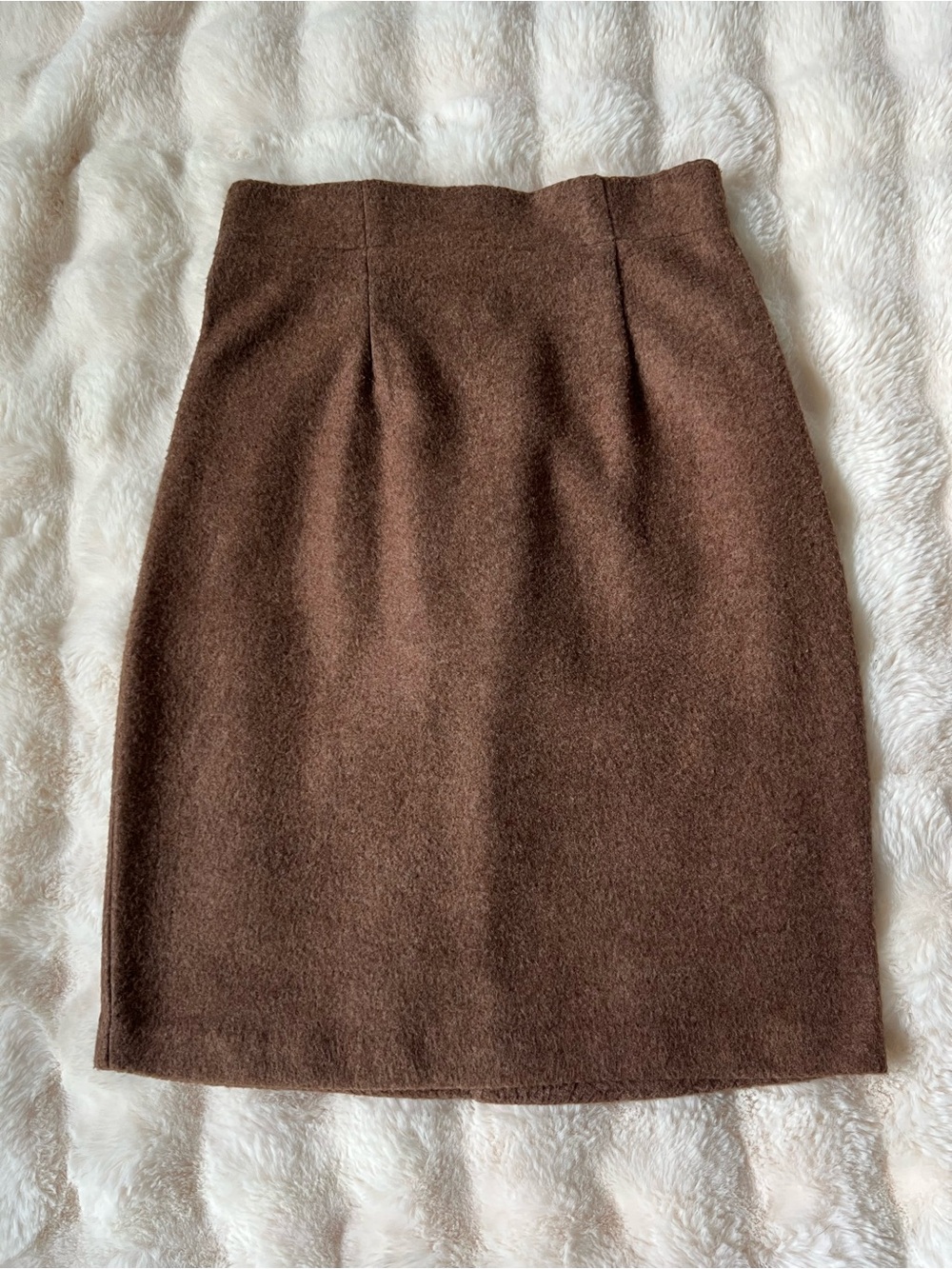 Joseph Ribkoff Brown Wool-Blend Pencil Skirt